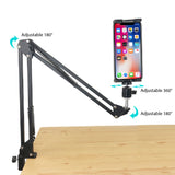 TechFlo Adjustable Arm Tablet Mount Phone Stand for Table Bed Desk iPad iPhone