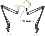 TechFlo 10" LED Selfie Ring Light Extendable Arm Stand Desk Phone Mount Dimmable