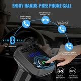 TechFlo FM Transmitter Wireless Bluetooth Car Kit Radio Adapter USB Charger Call