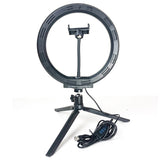 TechFlo 10 Inch LED Selfie Ring Light Phone Mount with Desktop Tripod Dimmable