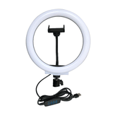 TechFlo 10" LED Selfie Ring Light Extendable Arm Stand Desk Phone Mount Dimmable