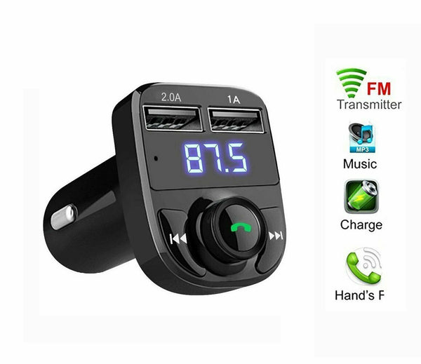 TechFlo FM Transmitter Wireless Bluetooth Car Kit Radio Adapter USB Charger Call